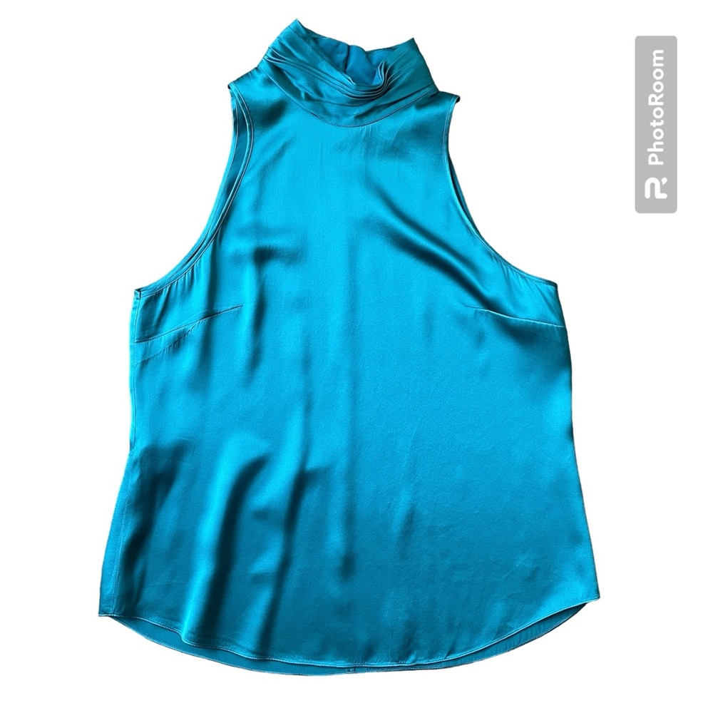 Cinq a Sept Silk Turquoise Top Size M